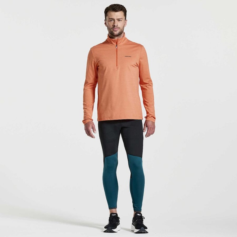 Orange Saucony Solstice 1/4 Zip Men's Tops | Malaysia S75340-T62