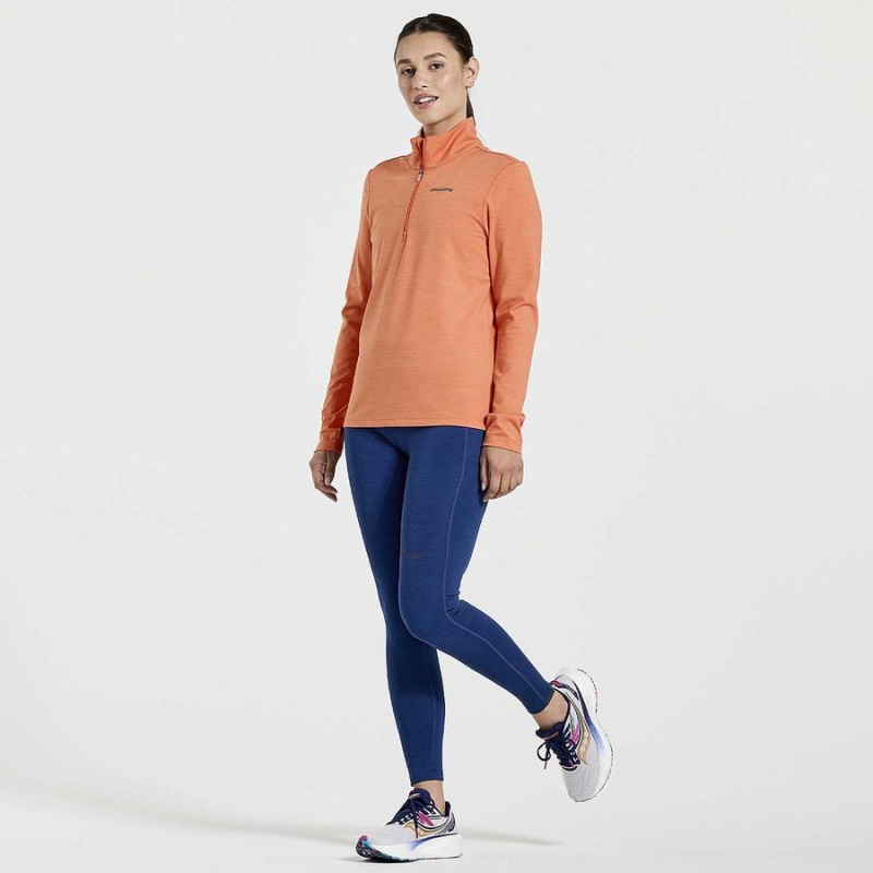 Orange Saucony Solstice 1/4 Zip Women's Tops | Malaysia S45169-X89