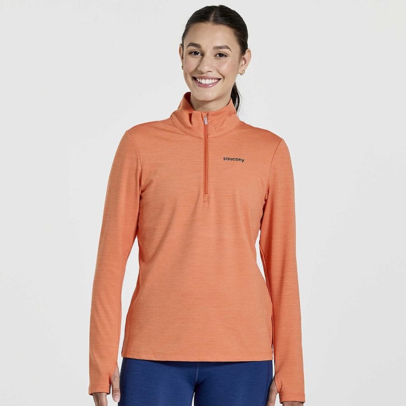 Orange Saucony Solstice 1/4 Zip Women\'s Tops | Malaysia S45169-X89