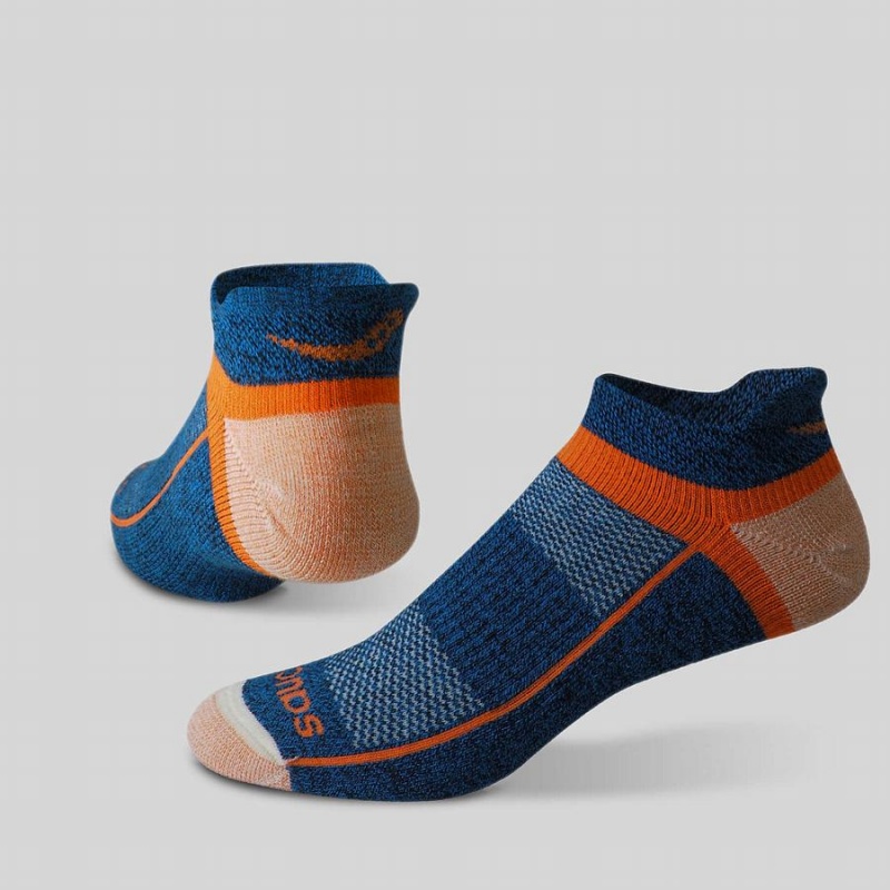 Orange / Blue Saucony Inferno Merino Wool Blend No Show 3-Pack Women's Socks | Malaysia S98527-Y04