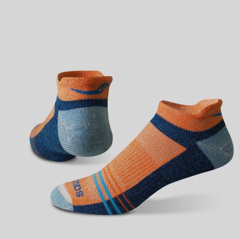 Orange / Blue Saucony Inferno Merino Wool Blend No Show 3-Pack Women's Socks | Malaysia S98527-Y04