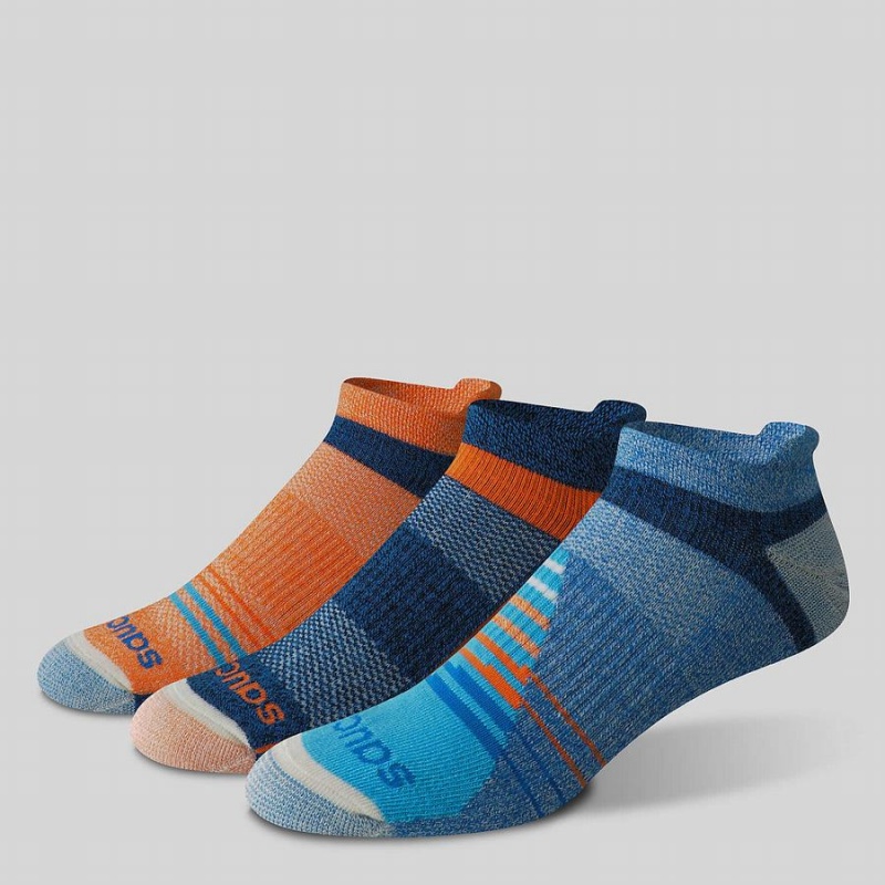 Orange / Blue Saucony Inferno Merino Wool Blend No Show 3-Pack Women\'s Socks | Malaysia S98527-Y04