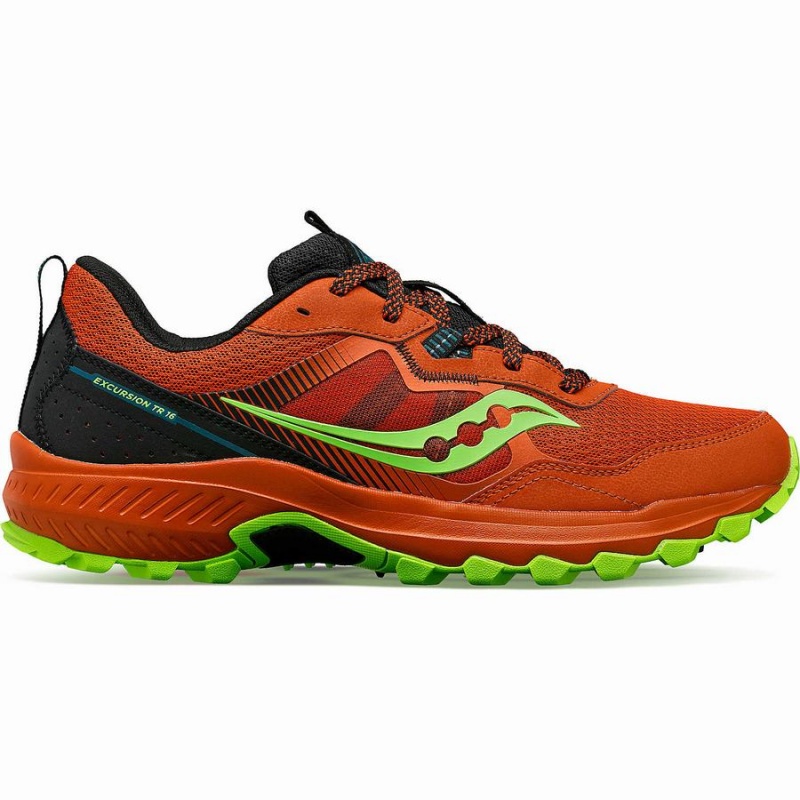 Orange / Green Saucony Excursion TR16 Men\'s Trail Running Shoes | Malaysia S28341-B43