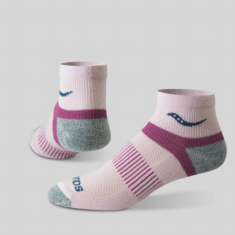 Pink Saucony Inferno Merino Wool Blend Quarter 3-Pack Women's Socks | Malaysia S25086-P74