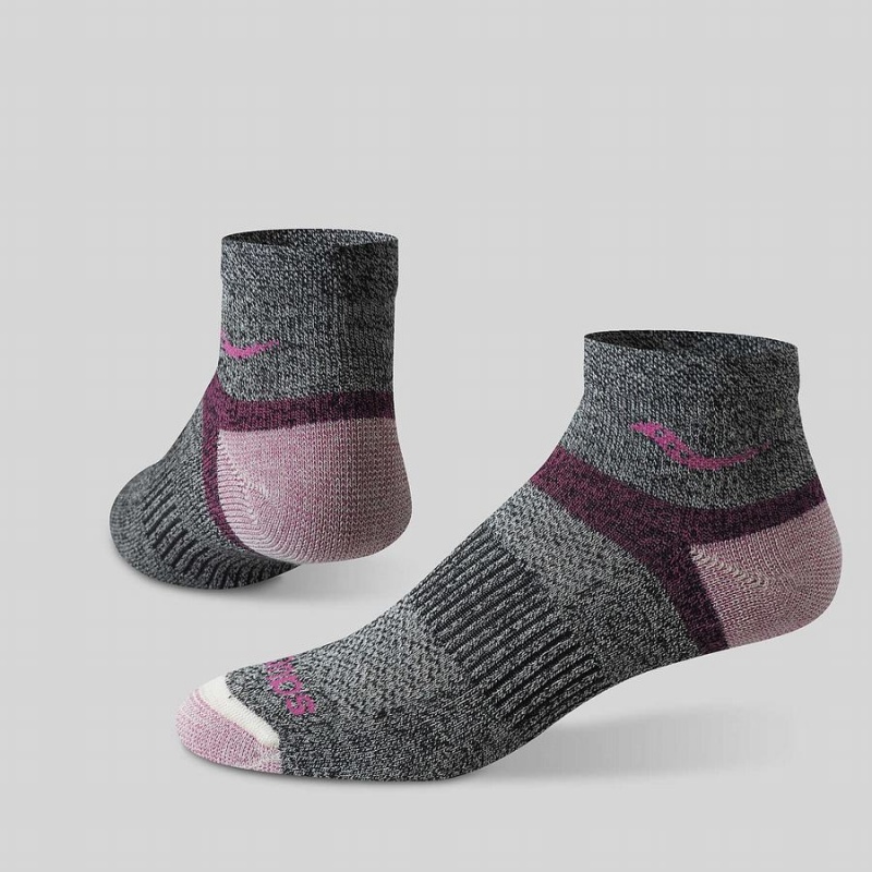 Pink Saucony Inferno Merino Wool Blend Quarter 3-Pack Women's Socks | Malaysia S25086-P74