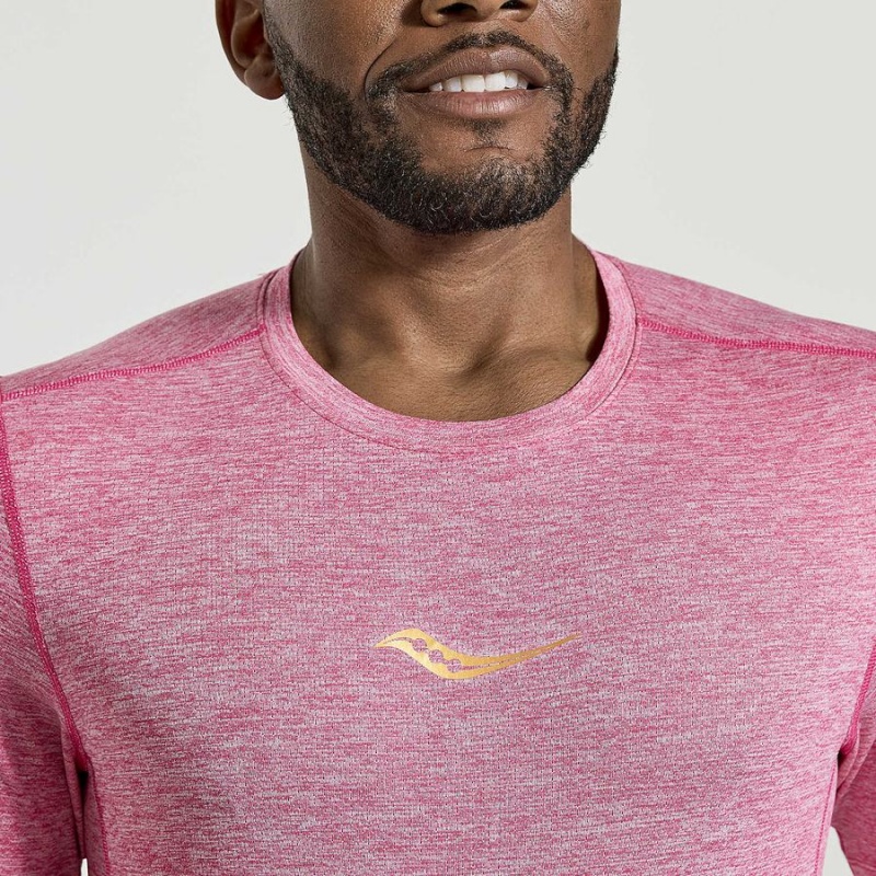 Pink Saucony Stopwatch Short Sleeve Men's T Shirts | Malaysia S67903-R21