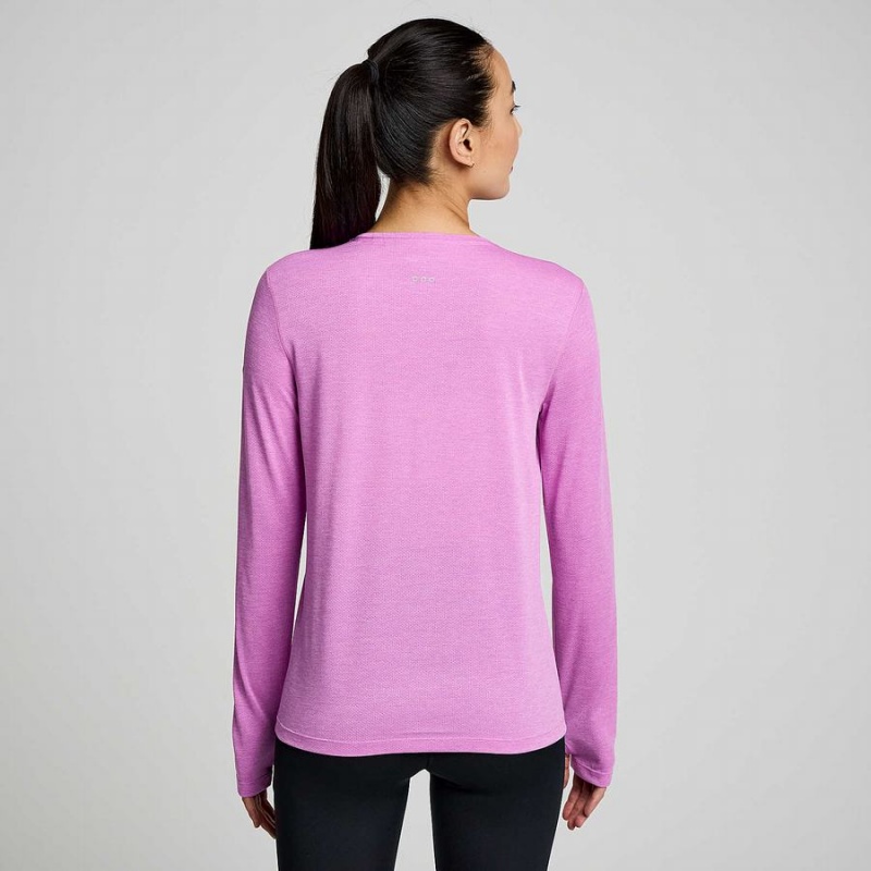 Purple Saucony Stopwatch Graphic Long Sleeve Women's T Shirts | Malaysia S90356-J64