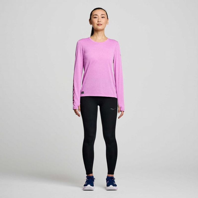 Purple Saucony Stopwatch Graphic Long Sleeve Women's T Shirts | Malaysia S90356-J64