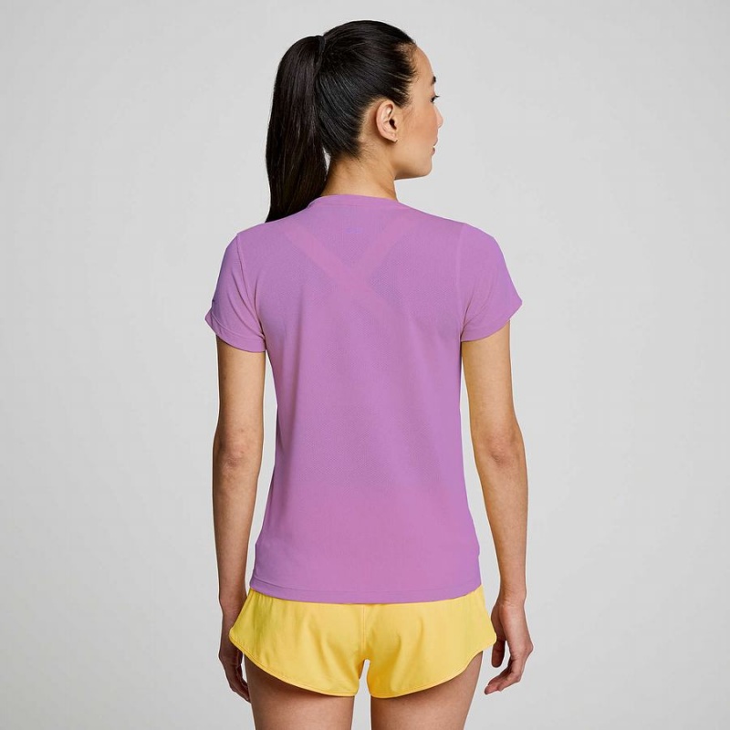 Purple Saucony Stopwatch Short Sleeve Women's T Shirts | Malaysia S93452-G36