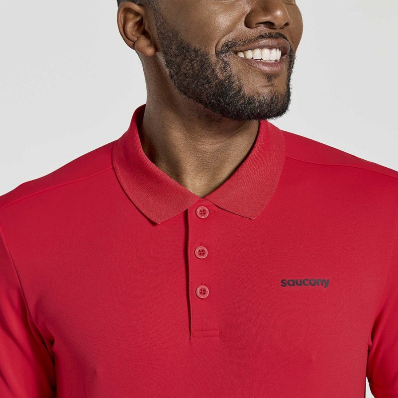 Red Saucony Polo Men's T Shirts | Malaysia S70412-F26