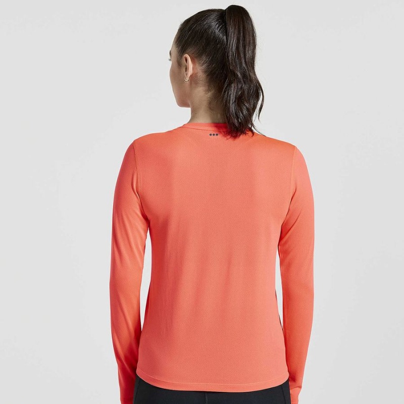 Red Saucony Stopwatch Graphic Long Sleeve Women's T Shirts | Malaysia S59043-F42