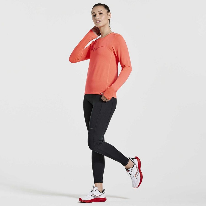 Red Saucony Stopwatch Graphic Long Sleeve Women's T Shirts | Malaysia S59043-F42