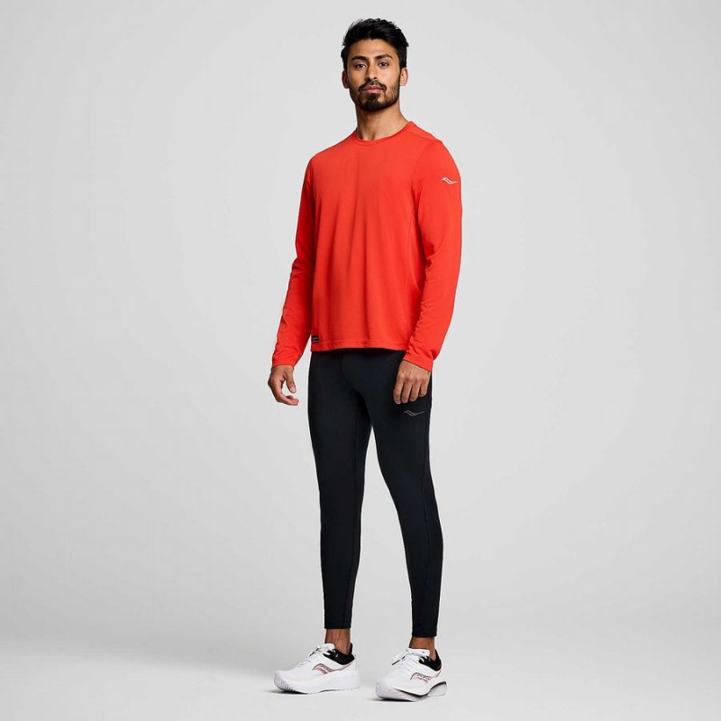 Red Saucony Stopwatch Long Sleeve Men's T Shirts | Malaysia S40216-S58