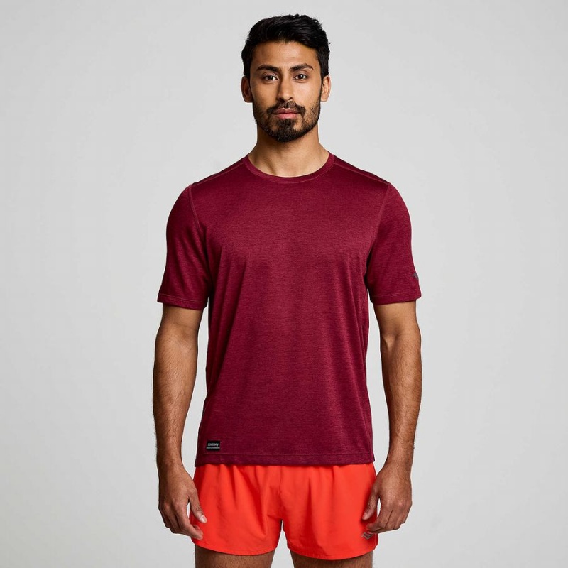 Red Saucony Stopwatch Short Sleeve Men\'s T Shirts | Malaysia S02143-L46