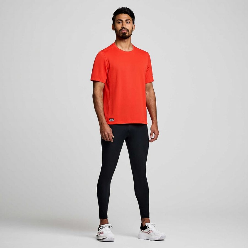 Red Saucony Stopwatch Short Sleeve Men's T Shirts | Malaysia S51963-W16