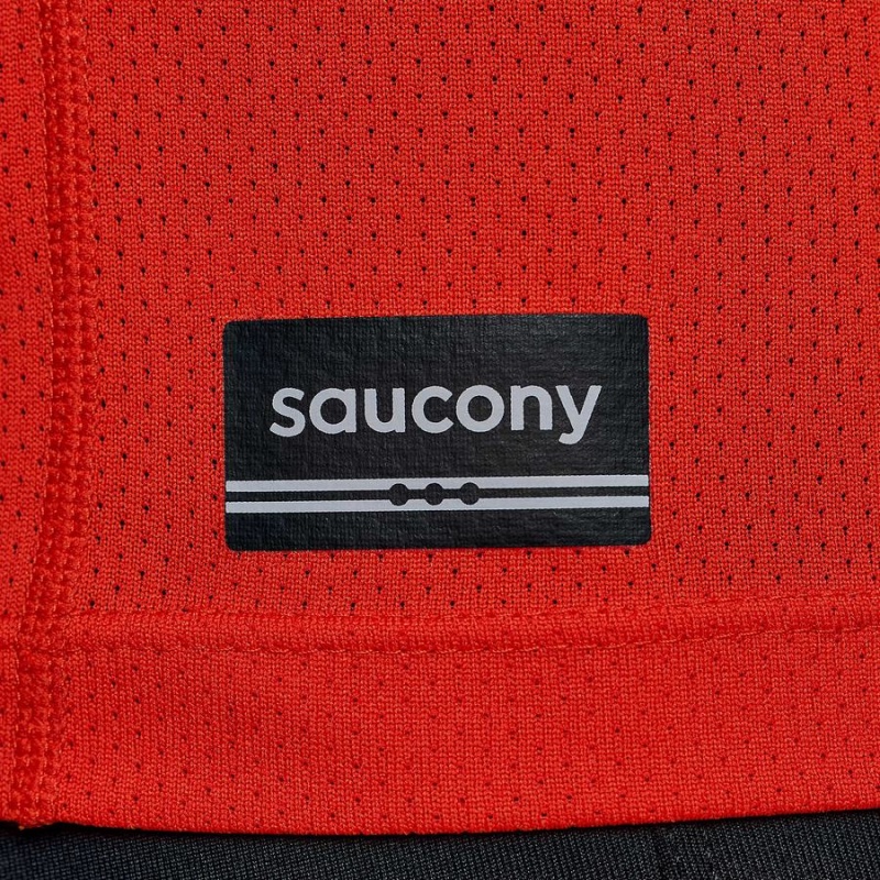 Red Saucony Stopwatch Short Sleeve Men's T Shirts | Malaysia S51963-W16