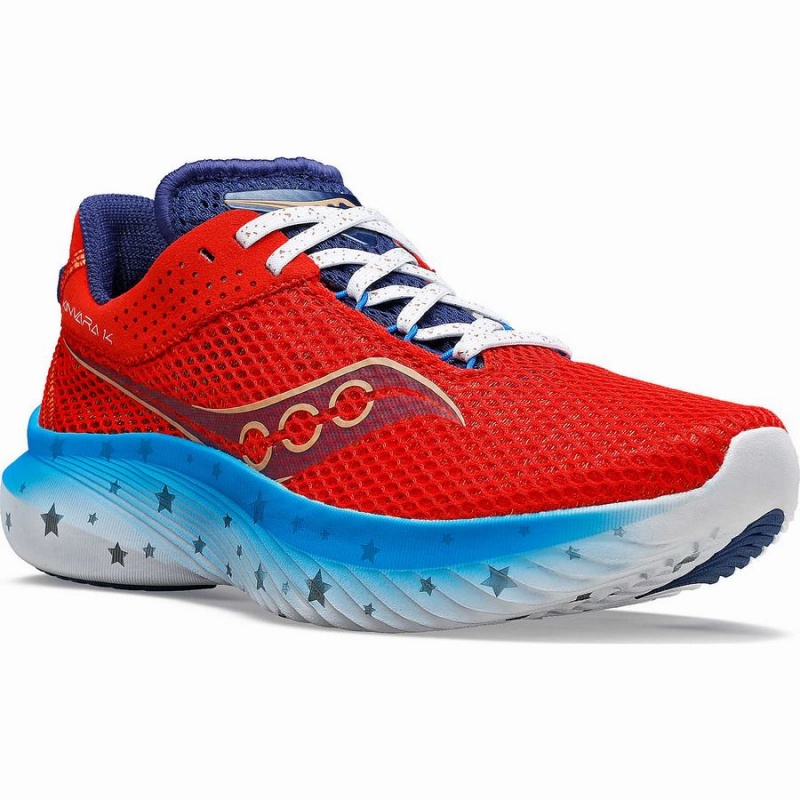 Red / White / Blue Saucony Kinvara 14 Liberty Men's Running Shoes | Malaysia S43508-U92