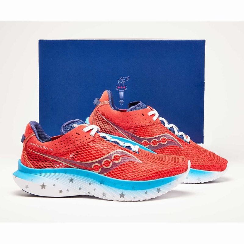 Red / White / Blue Saucony Kinvara 14 Liberty Men's Running Shoes | Malaysia S43508-U92