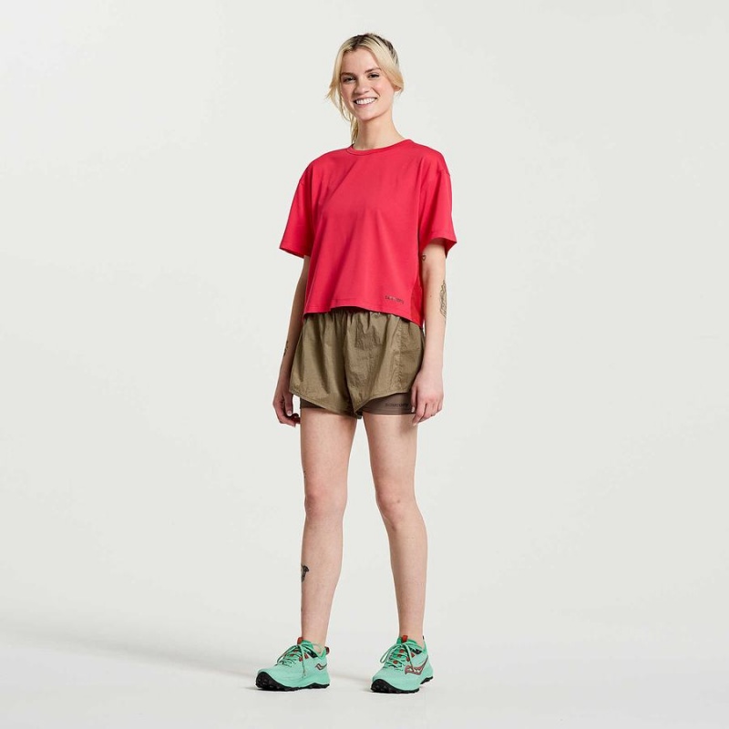 Rose Saucony Elevate Short Sleeve Women's T Shirts | Malaysia S78694-P21