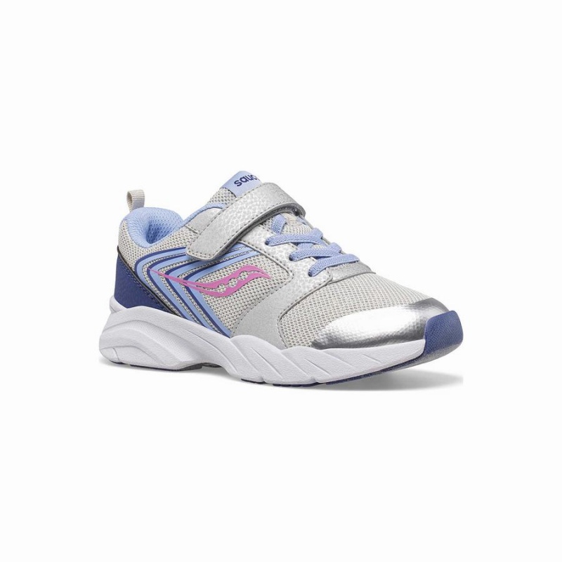 Silver / Blue / Pink Saucony Wind FST A/C Sneaker Kids' Running Shoes | Malaysia S74920-X85