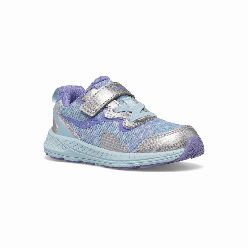 Silver / Purple Saucony Flash A/C Jr. Sneaker Kids' Running Shoes | Malaysia S50893-U41