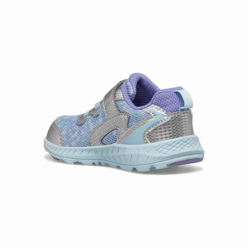 Silver / Purple Saucony Flash A/C Jr. Sneaker Kids' Running Shoes | Malaysia S50893-U41