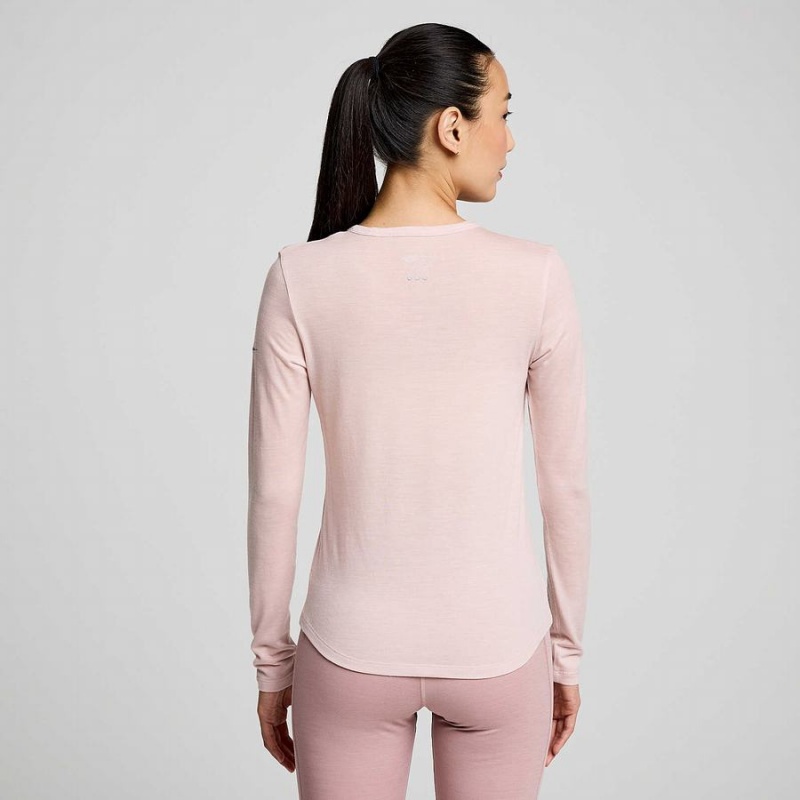 Smoke Heather Saucony Peregrine Merino Long Sleeve Women's T Shirts | Malaysia S32761-S07