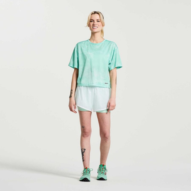 Turquoise Saucony Elevate Short Sleeve Women's T Shirts | Malaysia S81250-U67