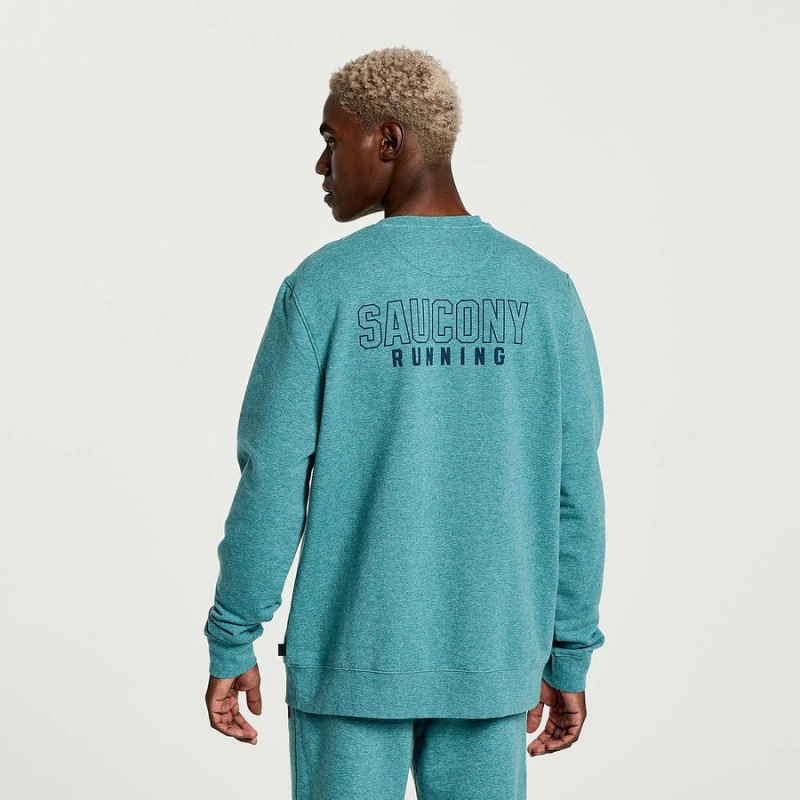 Turquoise Saucony Rested Crewneck Men's Sweatshirt | Malaysia S25073-V64