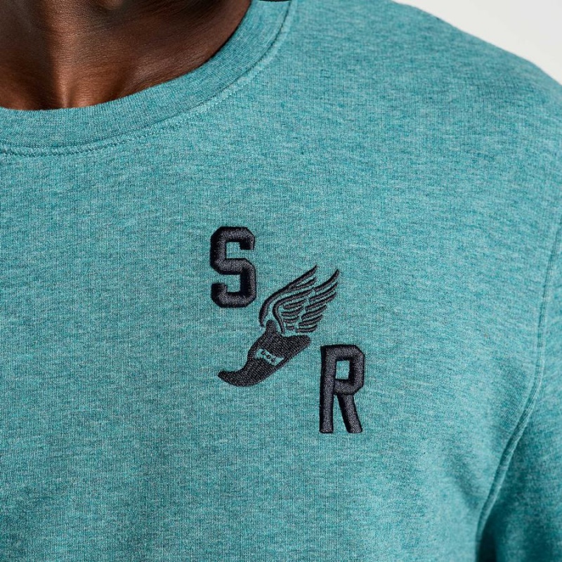 Turquoise Saucony Rested Crewneck Men's Sweatshirt | Malaysia S25073-V64