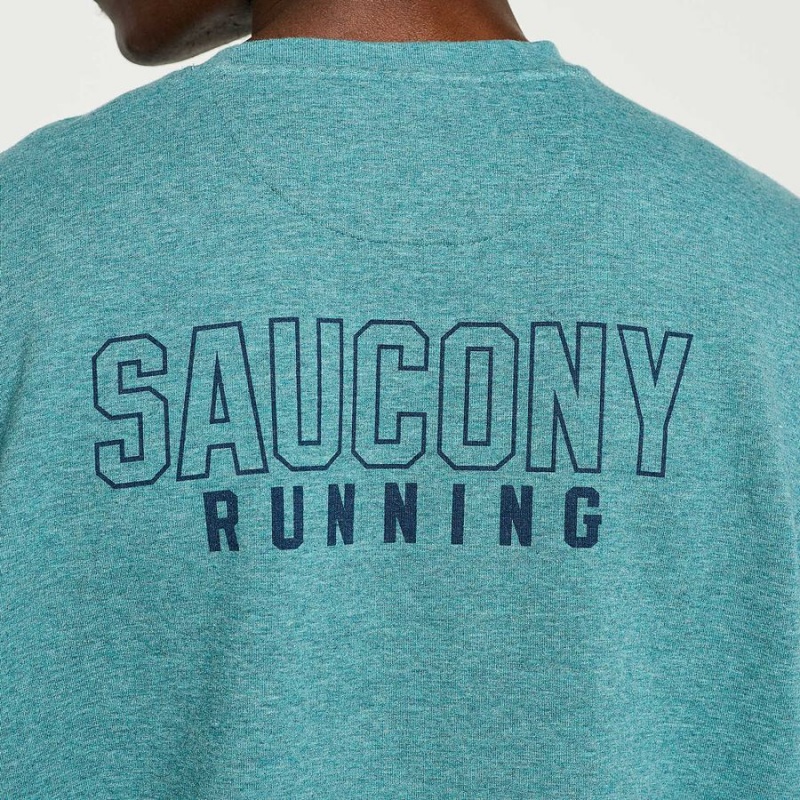 Turquoise Saucony Rested Crewneck Men's Sweatshirt | Malaysia S25073-V64