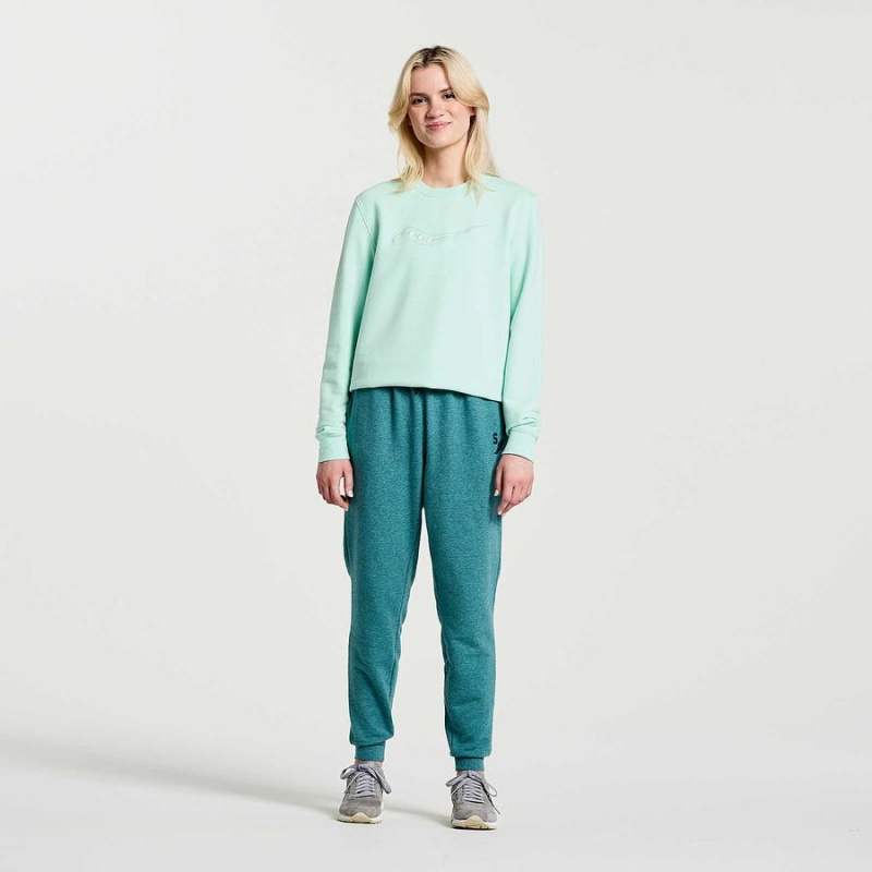 Turquoise Saucony Rested Crewneck Women's Sweatshirt | Malaysia S64315-Q05