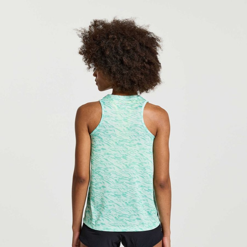 Turquoise Saucony Stopwatch Graphic Singlet Women's Tank Top | Malaysia S27961-X27