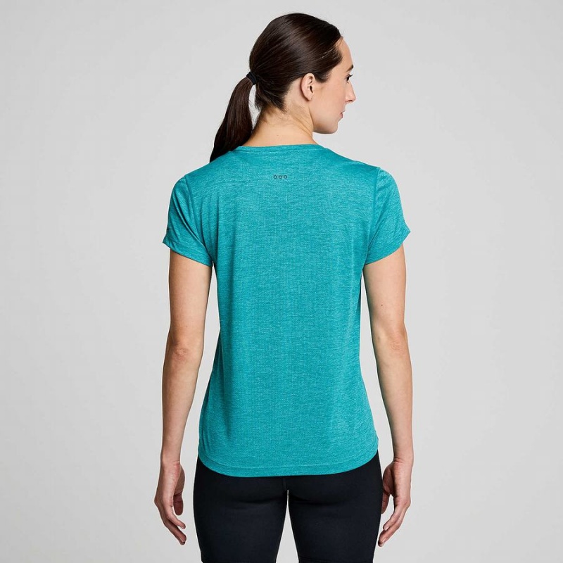 Turquoise Saucony Stopwatch Short Sleeve Women's T Shirts | Malaysia S29186-A86