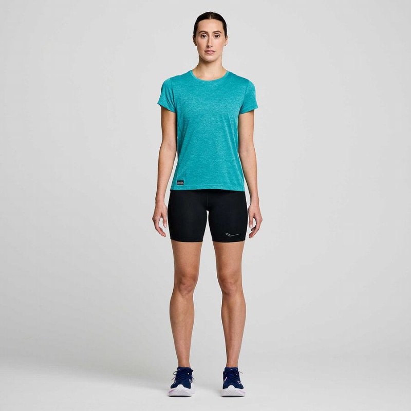 Turquoise Saucony Stopwatch Short Sleeve Women's T Shirts | Malaysia S29186-A86