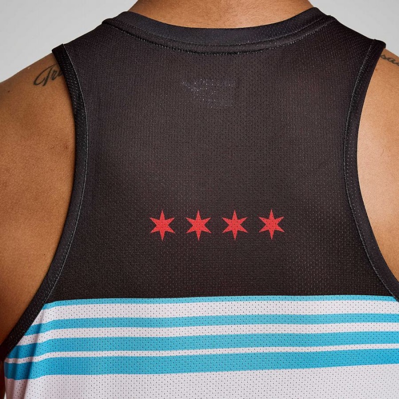 White Saucony Chicago Stopwatch Singlet Men's Tank Top | Malaysia S47361-M57