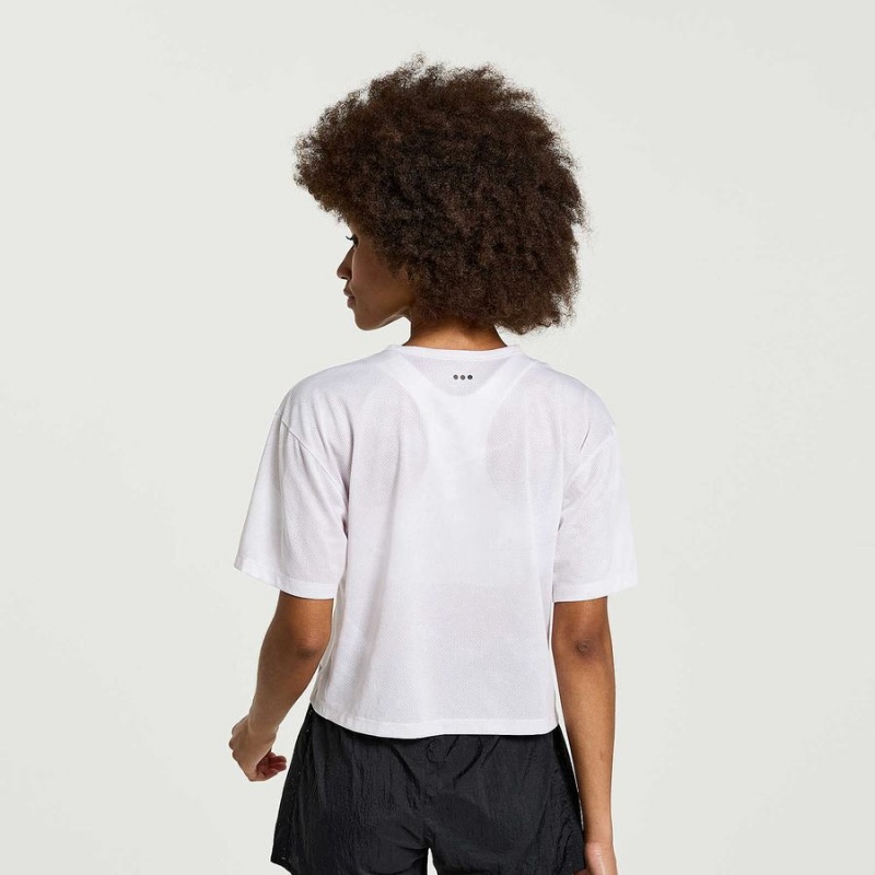 White Saucony Elevate Short Sleeve Women's T Shirts | Malaysia S69130-T87