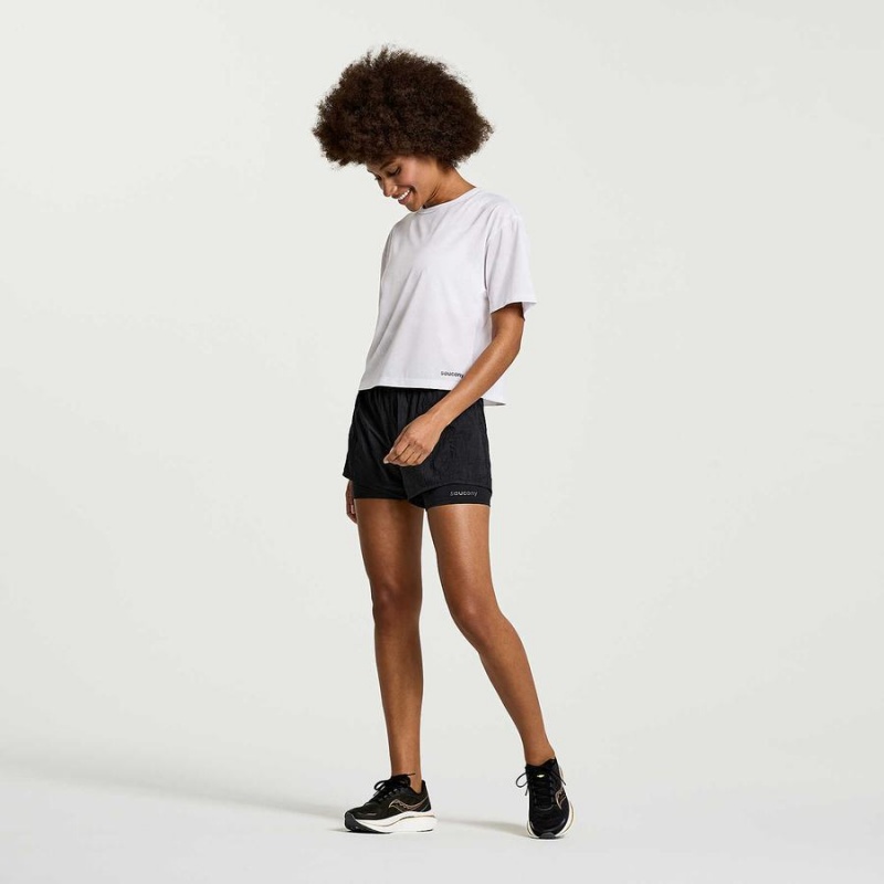 White Saucony Elevate Short Sleeve Women's T Shirts | Malaysia S69130-T87