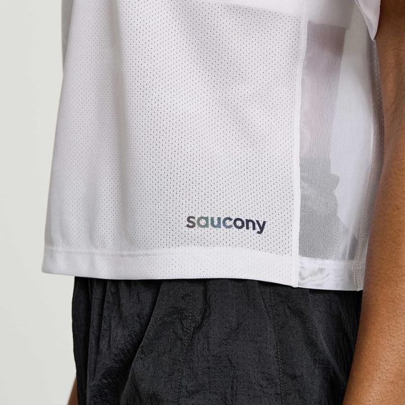 White Saucony Elevate Short Sleeve Women's T Shirts | Malaysia S69130-T87