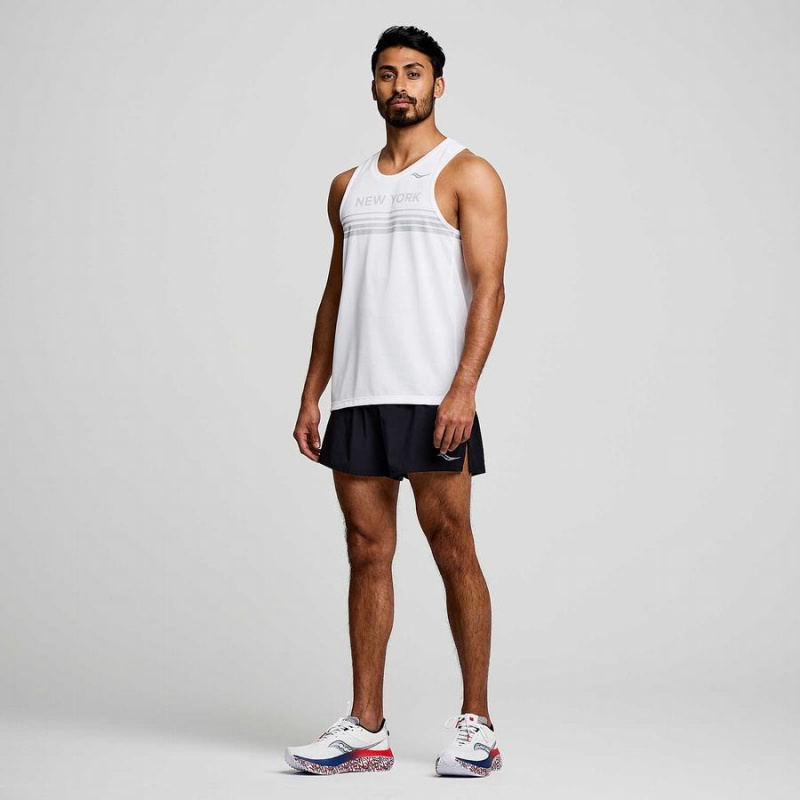 White Saucony New York Stopwatch Singlet Men's Tank Top | Malaysia S68930-K65