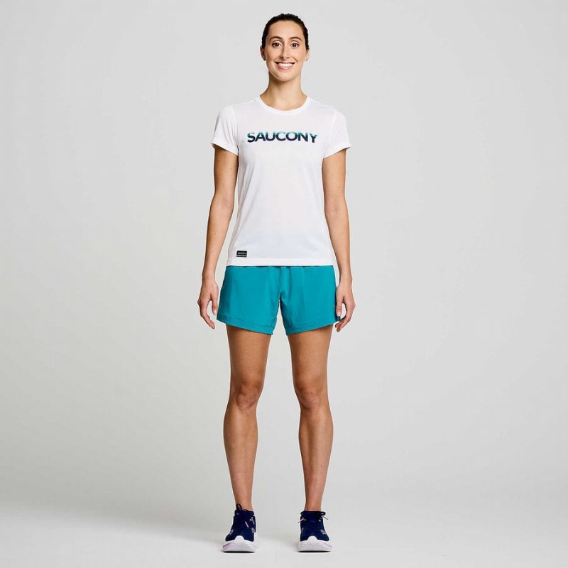 White Saucony Stopwatch Graphic Short Sleeve Women's T Shirts | Malaysia S68394-B40