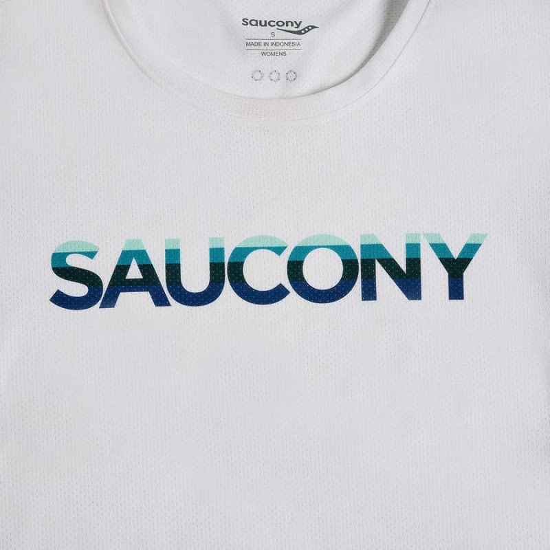 White Saucony Stopwatch Graphic Short Sleeve Women's T Shirts | Malaysia S68394-B40