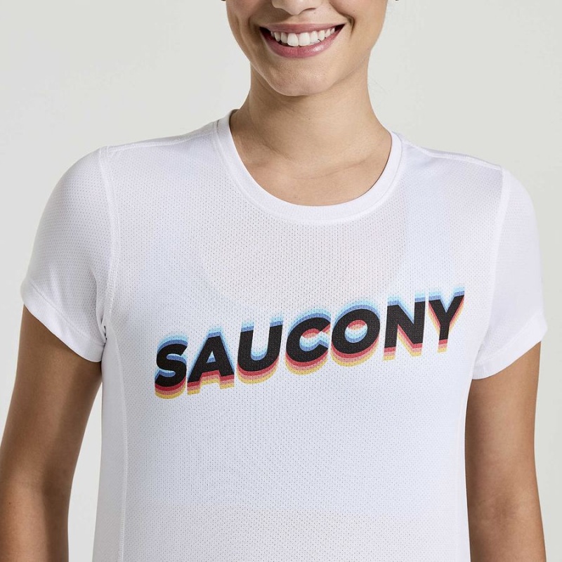 White Saucony Stopwatch Graphic Short Sleeve Women's T Shirts | Malaysia S21378-N04