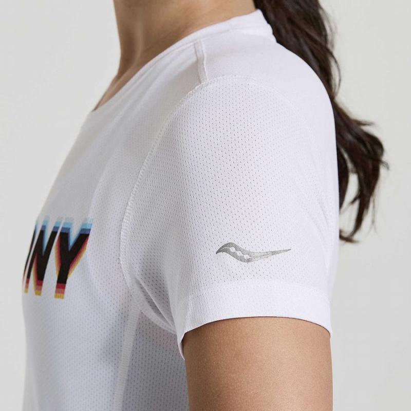 White Saucony Stopwatch Graphic Short Sleeve Women's T Shirts | Malaysia S21378-N04