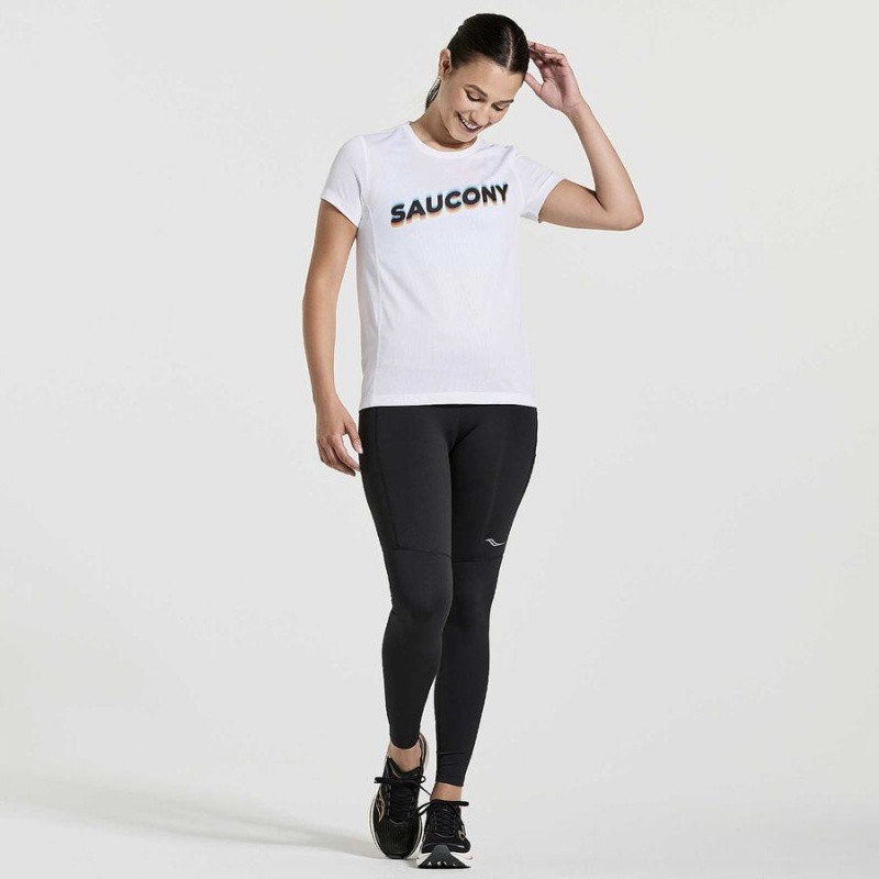 White Saucony Stopwatch Graphic Short Sleeve Women's T Shirts | Malaysia S21378-N04