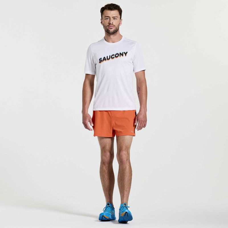 White Saucony Stopwatch Graphic Short Sleeve Men's T Shirts | Malaysia S45970-Q08