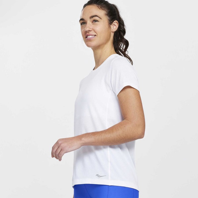 White Saucony Stopwatch Short Sleeve Women\'s T Shirts | Malaysia S63058-M68