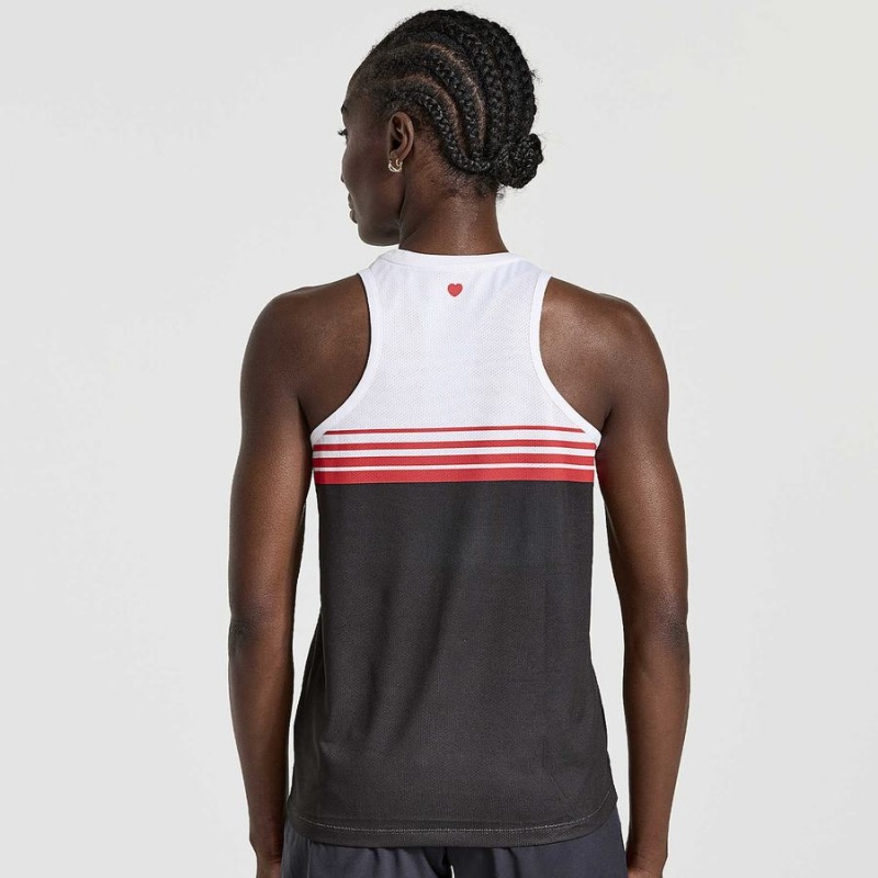 White / Black Saucony NYC Stopwatch Singlet Women's Tank Top | Malaysia S23491-L48