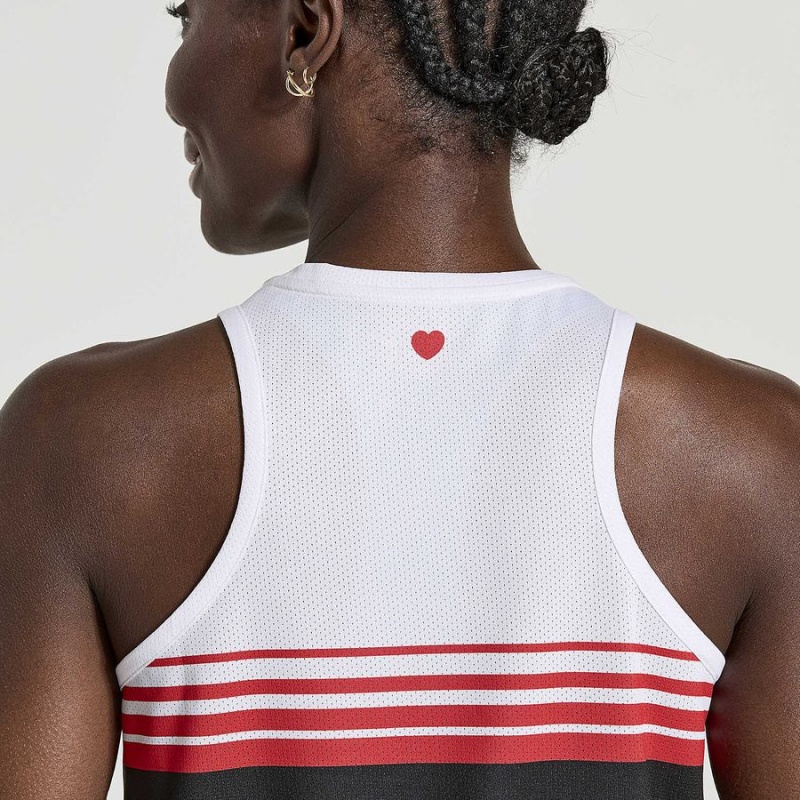 White / Black Saucony NYC Stopwatch Singlet Women's Tank Top | Malaysia S23491-L48