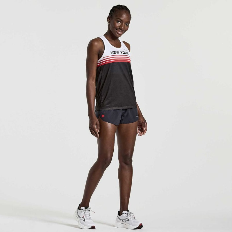 White / Black Saucony NYC Stopwatch Singlet Women's Tank Top | Malaysia S23491-L48